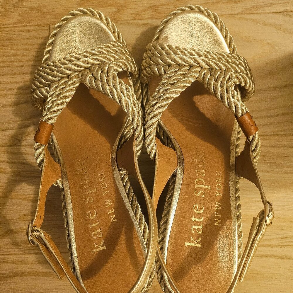 Kate Spade Tahiti Rope Wedge Sandals Size 7.5/38